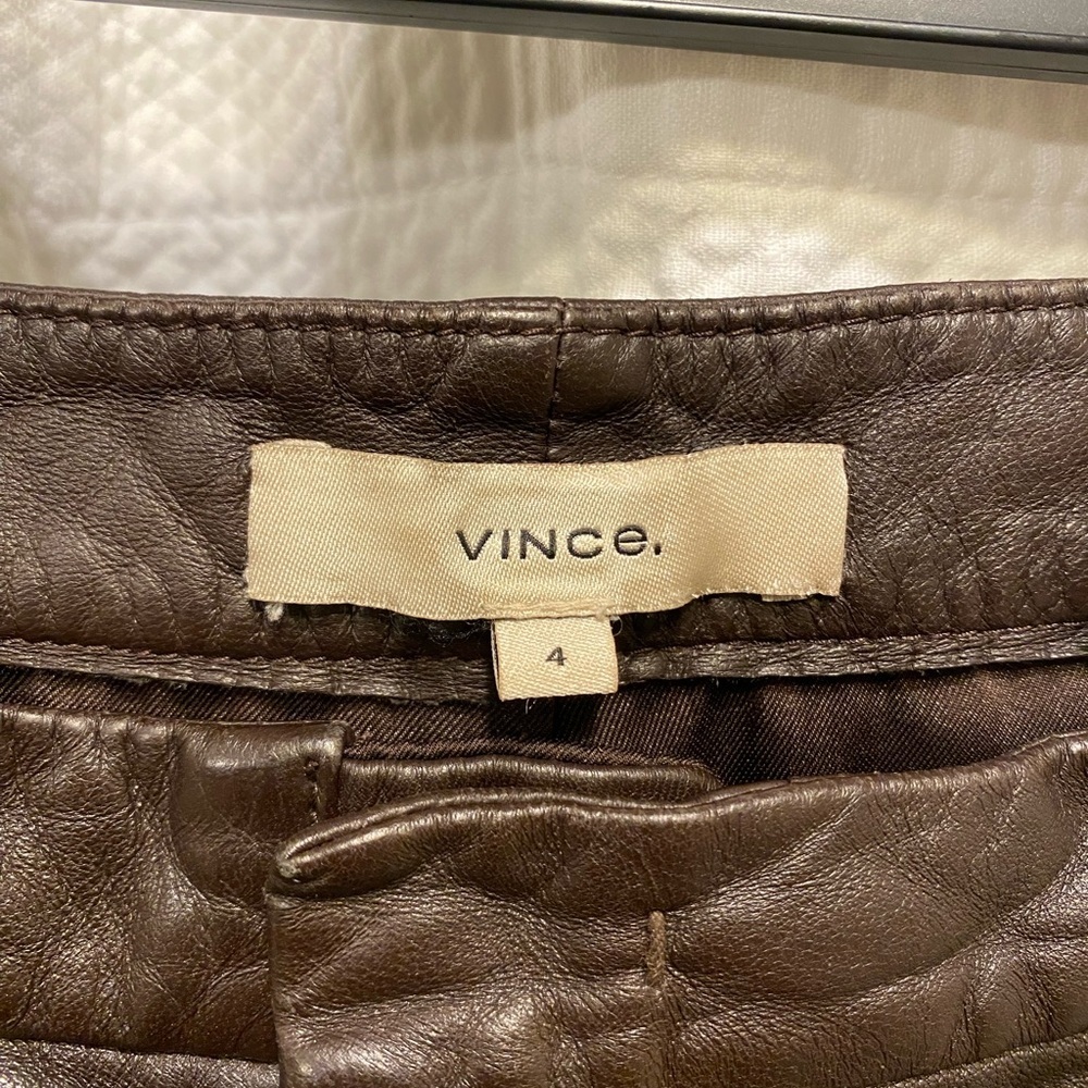 Vince 100% lamb leather cropped flare pant 4 - Picture 2 of 9